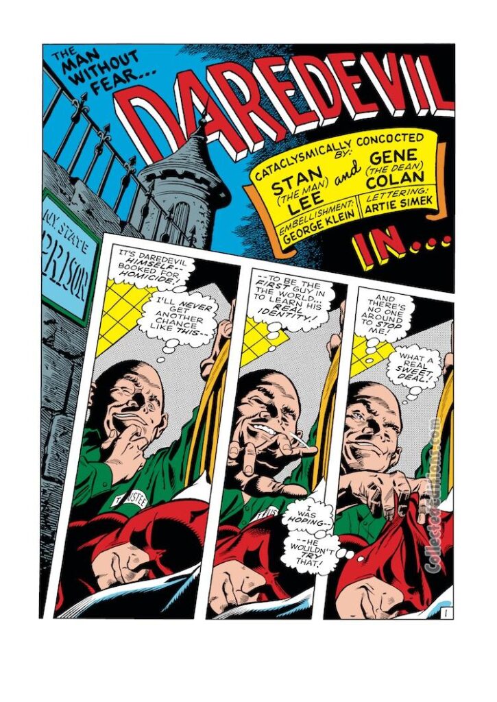 Daredevil #46, pg. 1; pencils, Gene Colan; inks, George Klein