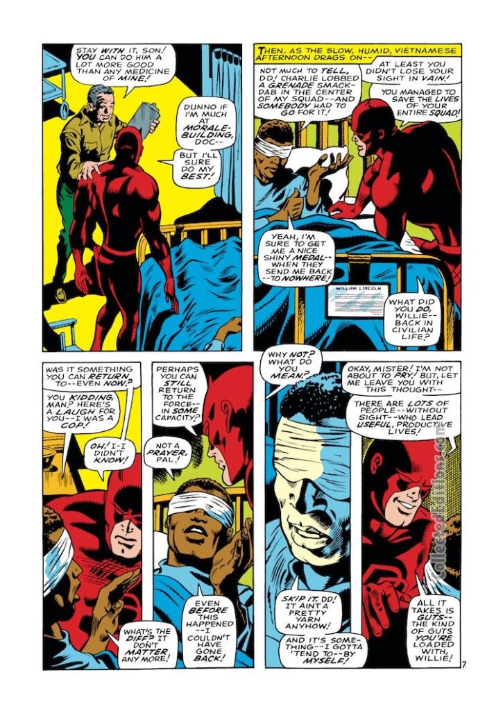 Daredevil #47, pg. 7; pencils, Gene Colan; inks, George Klein; Willie Lincoln, Brother Take My Hand, Stan lee