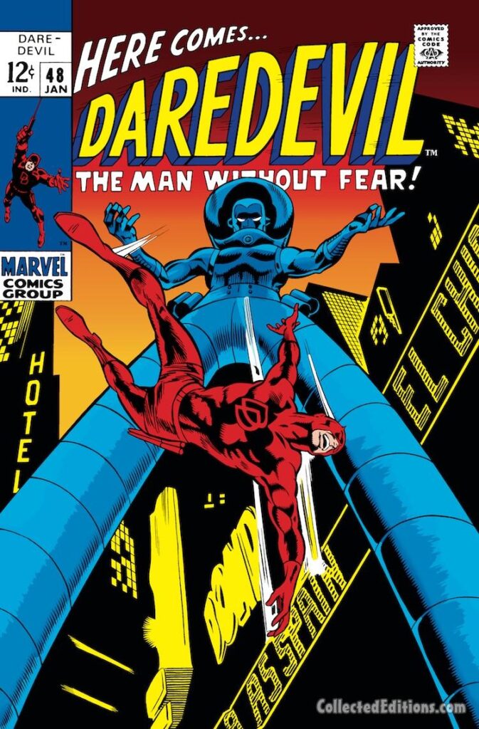 Daredevil #48 cover; pencils, Gene Colan; inks, George Klein; Stilt-Man