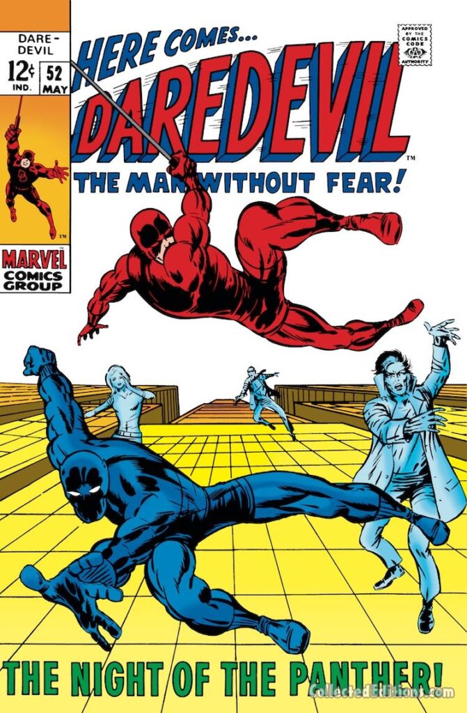 Daredevil #52 cover; pencils, Barry Windsor-Smith; inks, Johnny Craig; Black Panther