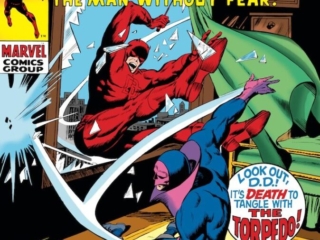 Daredevil #59 cover; pencils, Gene Colan; inks, Syd Shores; Torpedo
