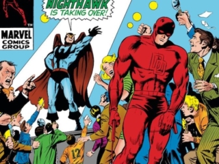 Daredevil #62 cover; pencils, Marie Severin; inks, Syd Shores; Nighthawk