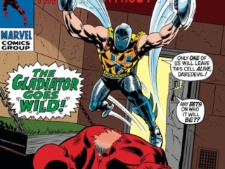 Daredevil #63 cover; pencils, Marie Severin; inks, Frank Giacoia; Gladiator Goes Wild