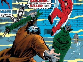 Daredevil #65 cover; pencils, Marie Severin; inks, Joe Sinnott; Karen Page is dead, Brimstone