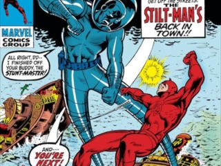 Daredevil #67 cover; pencils, Marie Severin; inks, Bill Everett; Stilt-Man