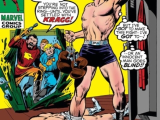 Daredevil #68 cover; pencils, Marie Severin; inks, Syd Shores; Kragg, boxing