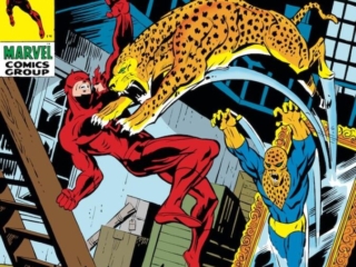 Daredevil #72 cover; pencils, Marie Severin; inks, Herb Trimpe; Tagak the Leopard Lord