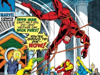 Daredevil #73 cover; pencils, Marie Severin; inks, Herb Trimpe; Iron Man, The sinister secret of Zodiac