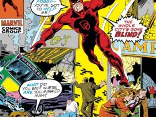 Daredevil #74 cover; pencils, Marie Severin; inks, Herb Trimpe