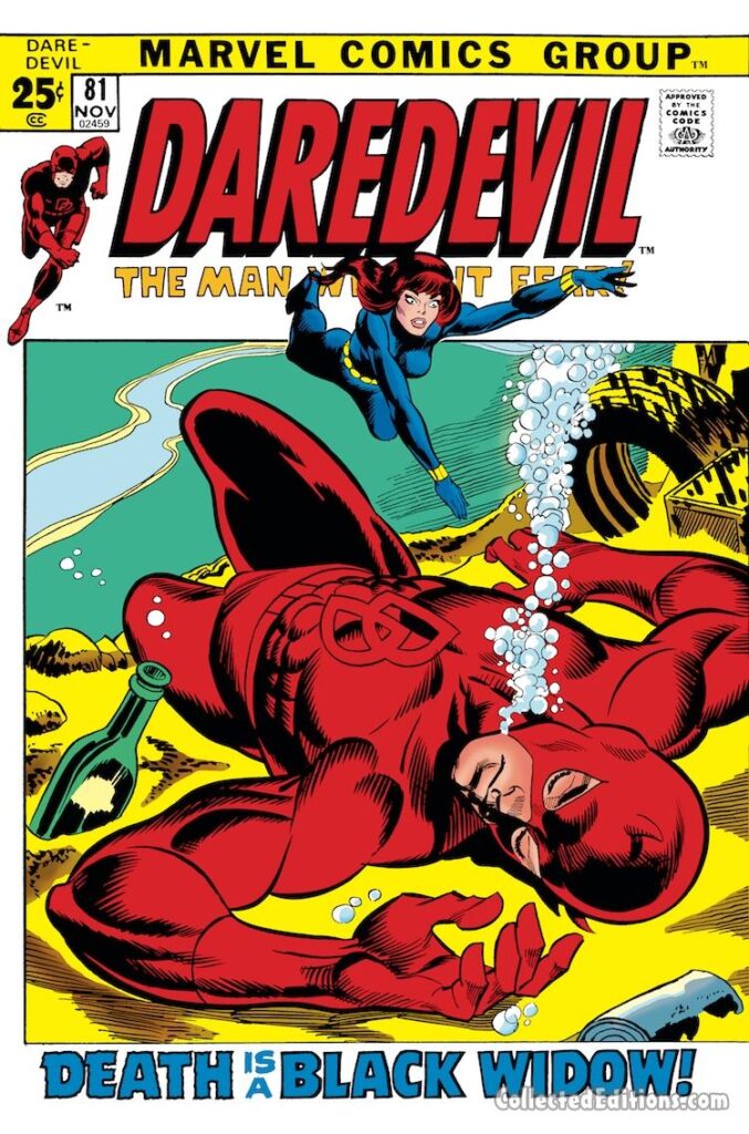 Daredevil #81 cover; pencils, Gil Kane; inks, Frank Giacoia; Black Widow
