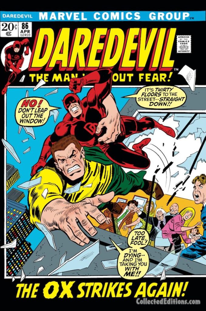 Daredevil #86 cover; pencils, John Buscema; inks, Frank Giacoia; The Ox Strikes Again
