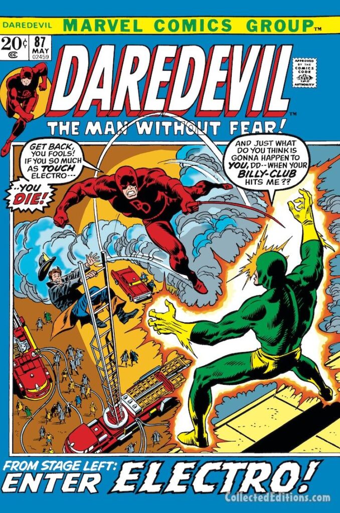 Daredevil #87 cover; pencils, John Buscema; inks, Frank Giacoia; Enter Electro