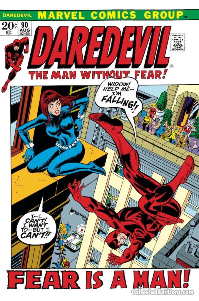 Daredevil #90 cover; pencils, Gil Kane; inks, Frank Giacoia; Black Widow, Fear is a Man