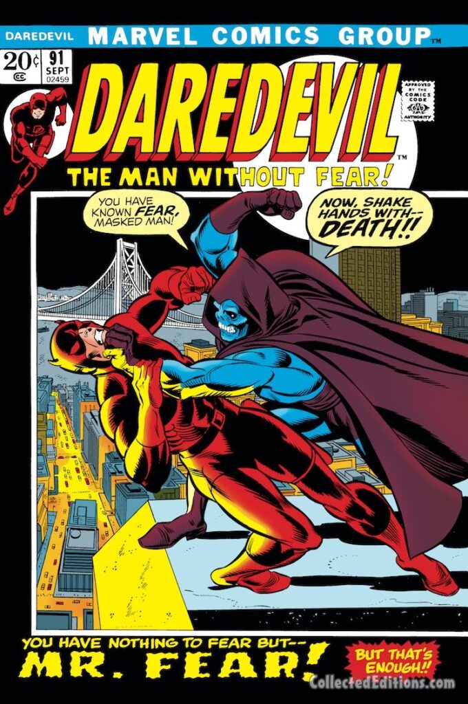 Daredevil #91 cover; pencils, Gil Kane; inks, Joe Sinnott; Mr. Fear