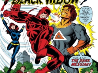 Daredevil #97 cover; pencils, Gil Kane; inks, Frank Giacoia; Dark Messiah, Black Widow