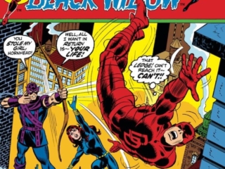 Daredevil #99 cover; pencils and inks, John Romita Sr.; Hawkeye, Black Widow, Avengers