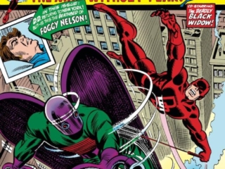 Daredevil #108 cover; pencils and inks, John Romita Sr.; Foggy Nelson, Black Widow, the Beetle Strikes by Night, Abner Jenkins
