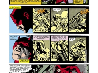 Daredevil #159, pg. 8; pencils, Frank Miller; inks, Klaus Janson; Matt Murdock, blind, radar sense, Slaughter