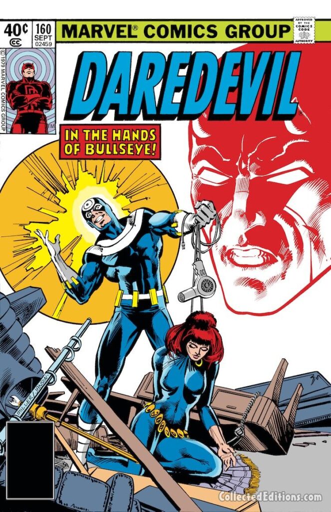 Daredevil #160 cover; pencils, Frank Miller; inks, Klaus Janson; In the Hands of Bullseye, Black Widow