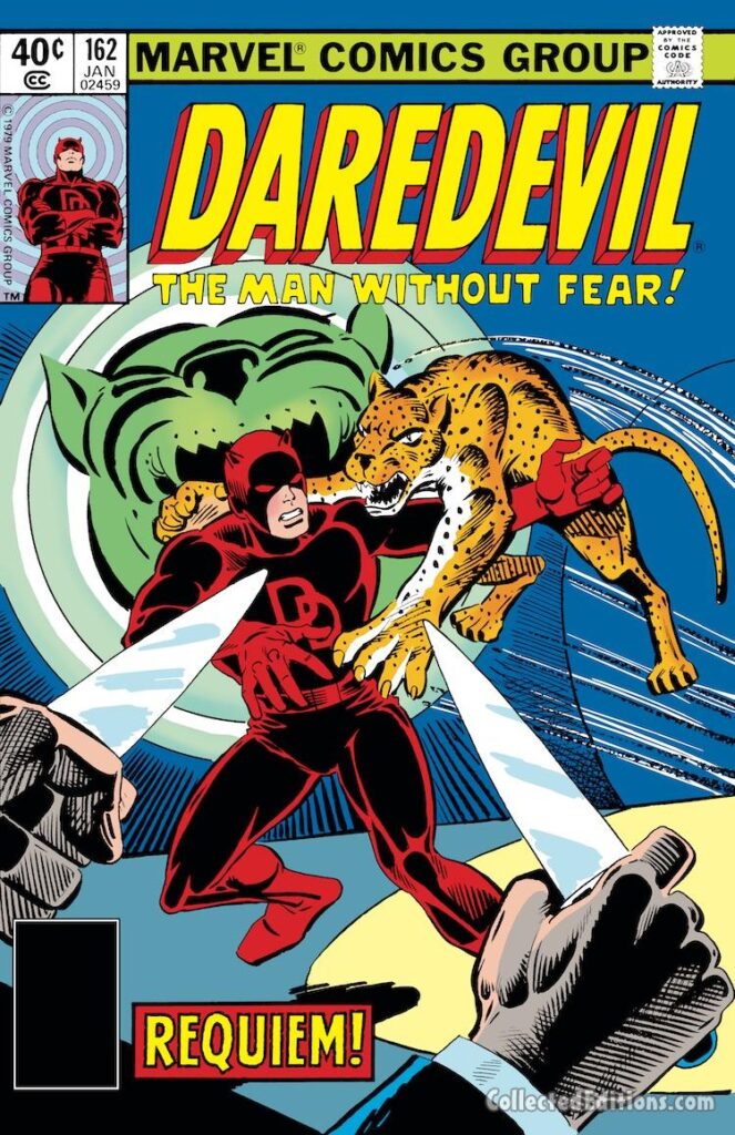 Daredevil #162 cover; pencils and inks, Steve Ditko; Requiem for a Pug, fill-in issue, tiger