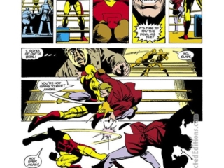 Daredevil #164, pg. 15; pencils, Frank Miller; inks, Klaus Janson; yellow costume, flashback, Matt Murdock's father Battlin' Jack Murdock, boxer, boxing ring, Maggia crime ring