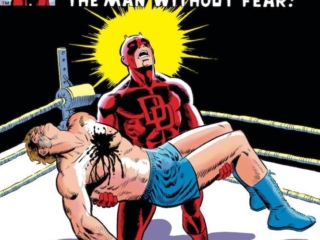 Daredevil #164 cover; pencils, Frank Miller; inks, Wally Wood; And He Cries Father, Battling Jack Murdock, Matthew Murdock