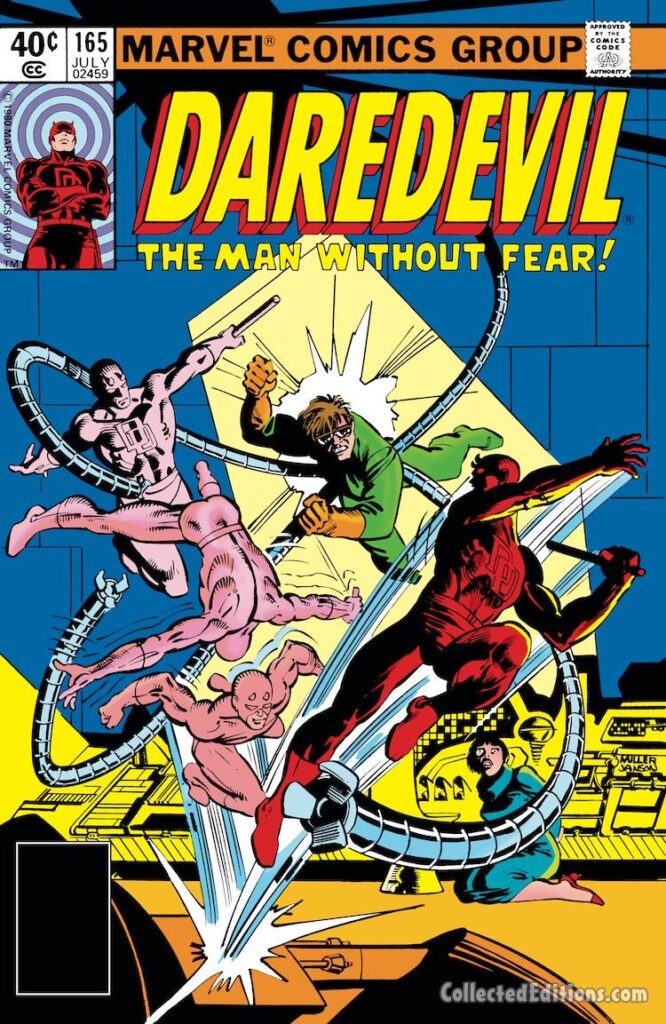 Daredevil #165 cover; pencils, Frank Miller; inks, Klaus Janson; Doctor Octopus, Heather Glenn