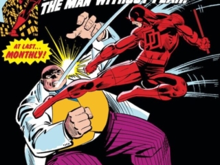 Daredevil #171 cover; pencils, Frank Miller; inks, Klaus Janson; Kingpin, Wilson Fisk, At Last Monthly, One Minute From Now