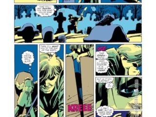 Daredevil #182, pg. 21; layouts, Frank Miller; pencils and inks, Klaus Janson; Elektra grave, Matt Murdock