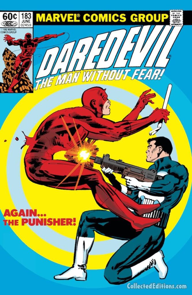 Daredevil #182 cover; pencils, Frank Miller; inks, Klaus Janson; Again the Punisher
