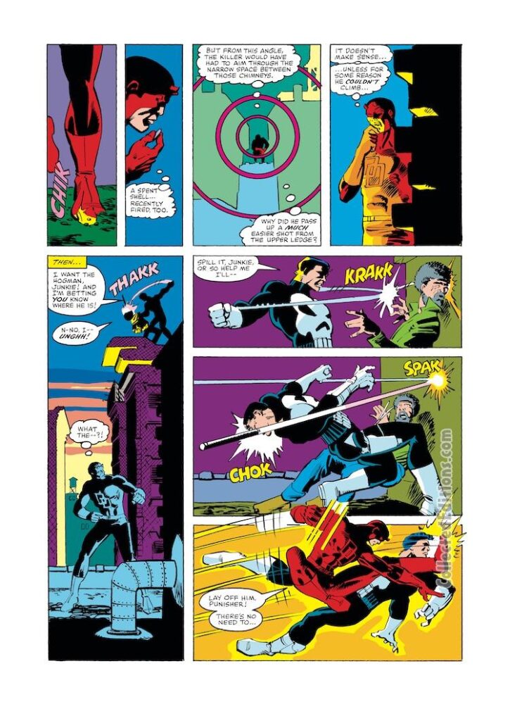 Daredevil #183, pg. 14; layouts, Frank Miller; pencils and inks, Klaus Janson; Punisher drug issues, radar sense