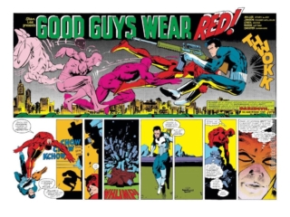 Daredevil #184, pgs. 2-3; pencils, Frank Miller; inks, Klaus Janson; double-page spread, Good Guys Wear Red, Punisher
