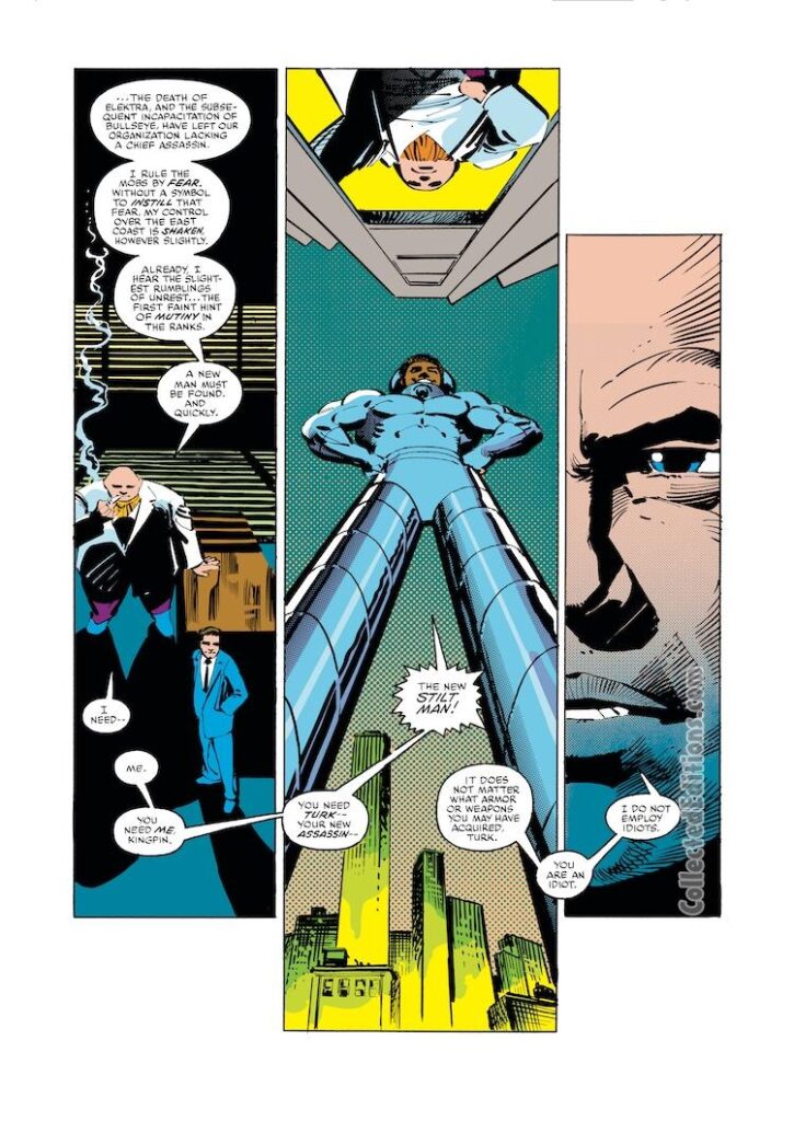 Daredevil #186, pg. 13; layouts, Frank Miller; pencils and inks, Klaus Janson; Kingpin, Stilt Man, Turk