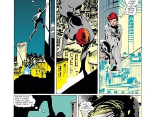 Daredevil #188, pg. 6; layouts, Frank Miller; pencils and inks, Klaus Janson; Black Widow, Natasha Romanoff