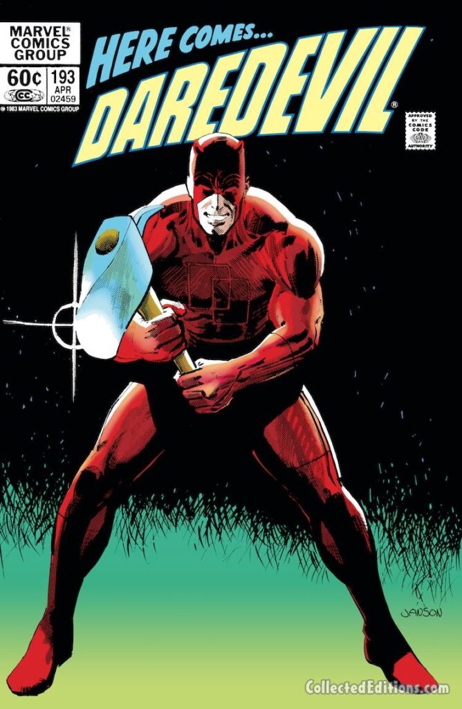 Daredevil #193 cover; pencils and inks, Klaus Janson; battle axe