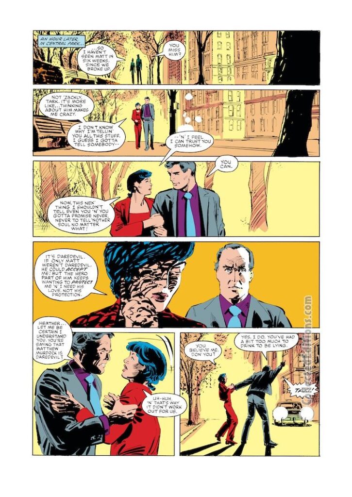 Daredevil #195, pg. 7; pencils and inks, Klaus Janson; Heather Glenn, Tarkington Brown, first appearance