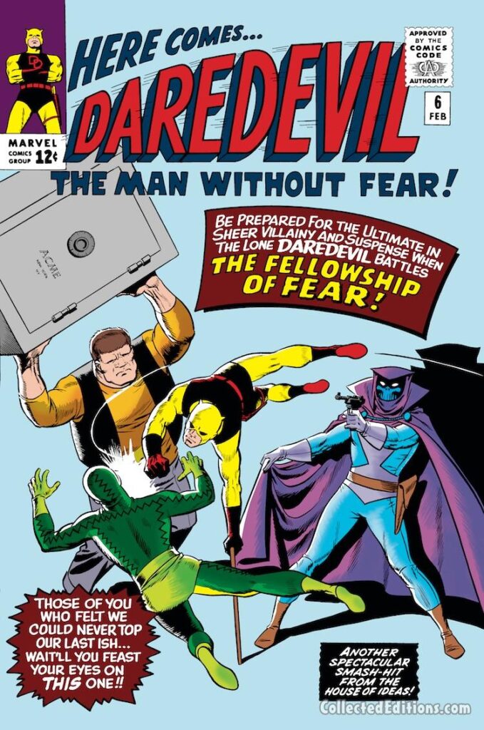 Daredevil #6 cover; pencils and inks, Wally Wood; the Fellowship of Fear, Mr. Fear, the Eel, the Ox