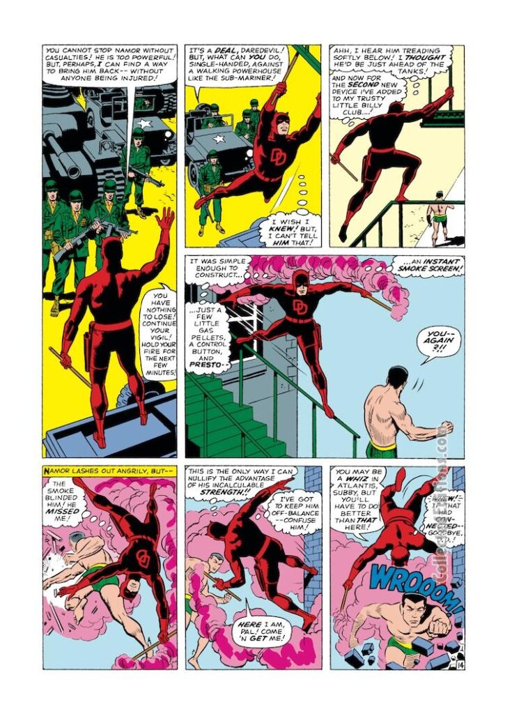 Daredevil #7, pg. 14; pencils and inks, Wally Wood; Sub-Mariner vs. Matt Murdock