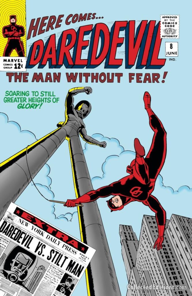 Daredevil #8 cover; pencils and inks, Wally Wood; Stilt-Man