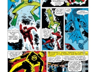Daredevil #10, pg. 9; layouts, Bob Powell; pencils and inks, Wally Wood; Frog-Man, Ani-Men