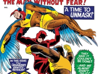 Daredevil #11 cover; pencils, Wally Wood; inks, Stan Goldberg; A Time to Unmask, Who is the Organizer, Ape-Man, Bird-Man