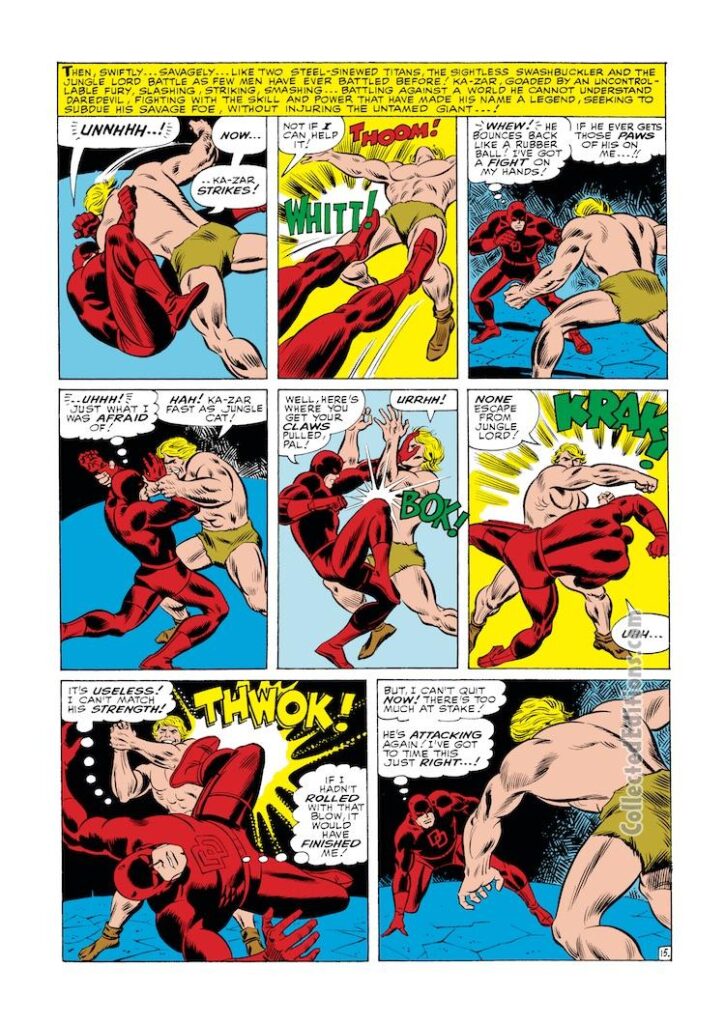 Daredevil #13, pg. 15; layouts, Jack Kirby; pencils and inks, John Romita Sr.; Ka-Zar, Savage Land