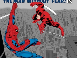Daredevil #16 cover; pencils, John Romita Sr.; inks, Frank Giacoia; Enter Spider-Man