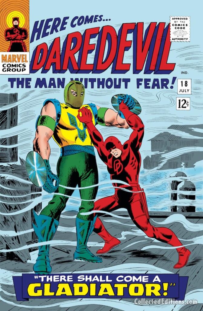 Daredevil #18 cover; pencils, John Romita Sr.; inks, uncredited; There Shall Come a Gladiator