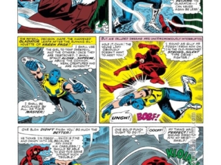 Daredevil #18, pg. 14; pencils, John Romita Sr.; inks, Frank Giacoia; Karen Page, Gladiator, first appearance