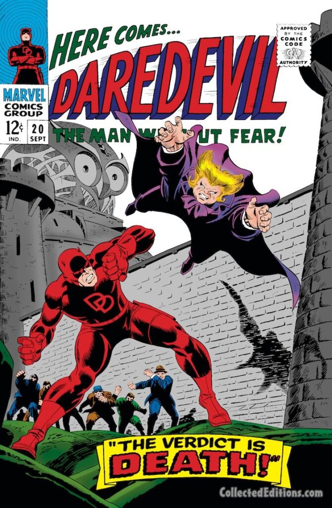 Daredevil #20 cover; pencils, John Romita Sr.; inks, uncredited; The Owl, Verdict is Death