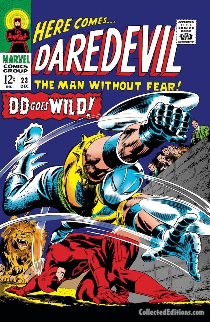 Daredevil #23 cover; pencils, Gene Colan; inks, Frank Giacoia; DD Goes Wild, the Gladiator