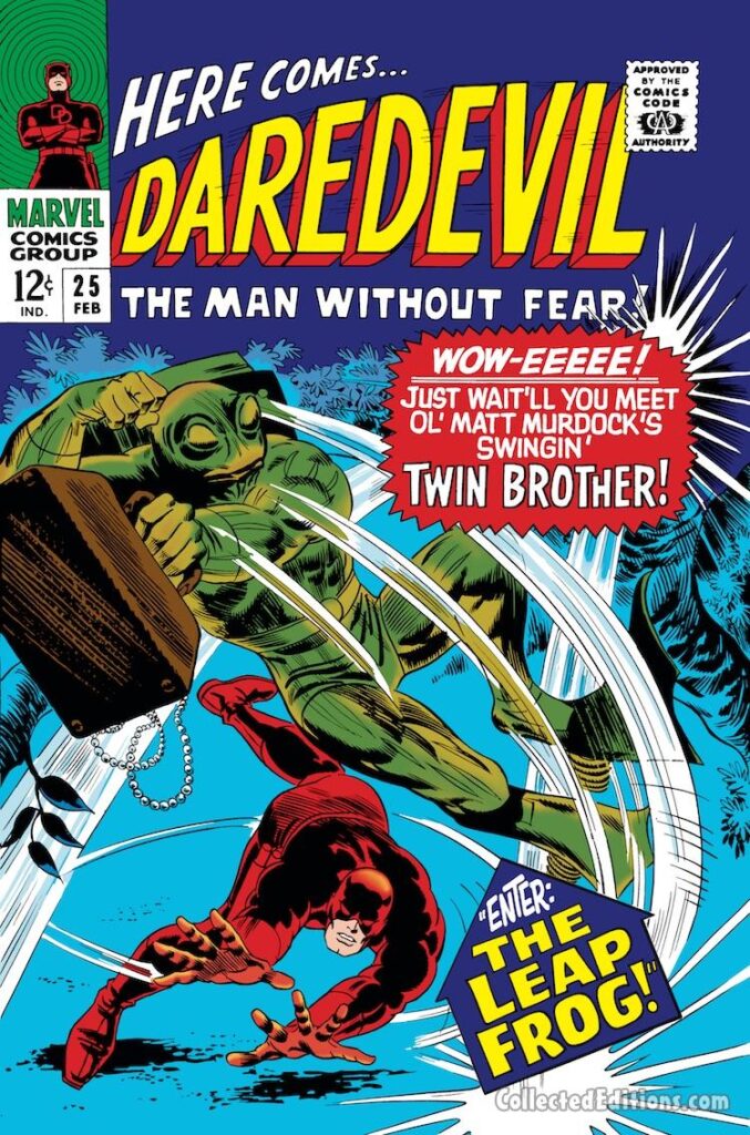 Daredevil #25 cover; pencils, Gene Colan; inks, Frank Giacoia; The Leap Frog
