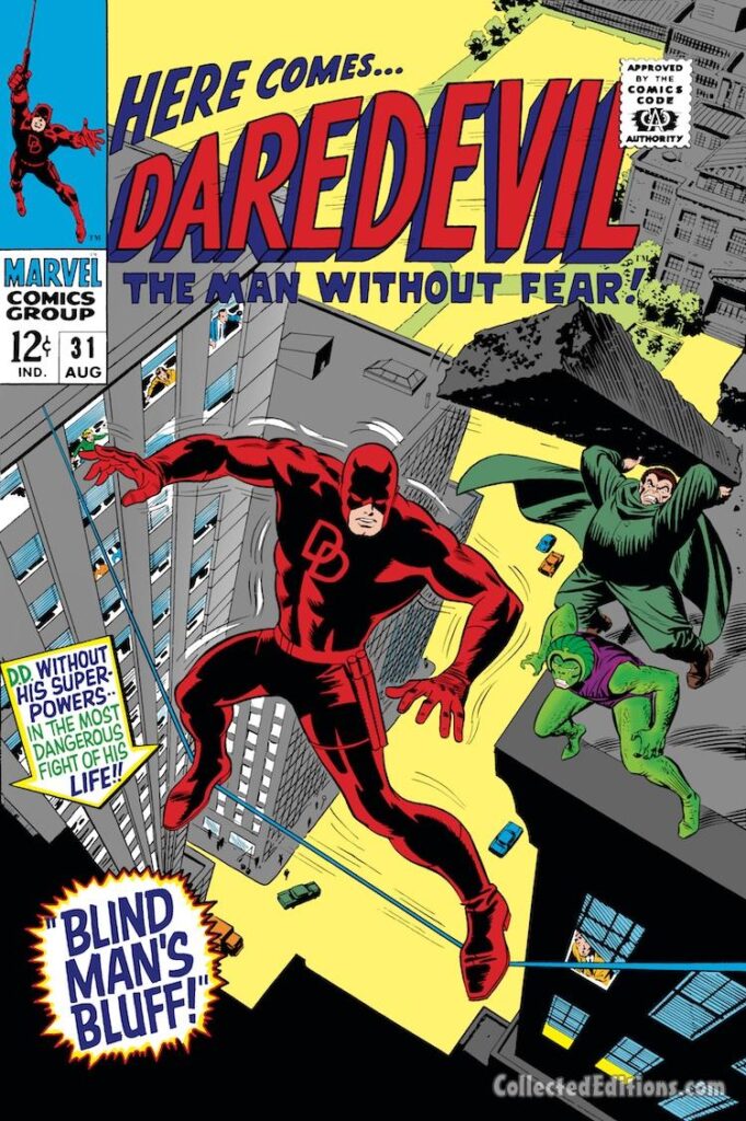 Daredevil #31 cover; pencils, Gene Colan; inks, Frank Giacoia; alterations, John Romita Sr.; Cobra, Mr. Hyde