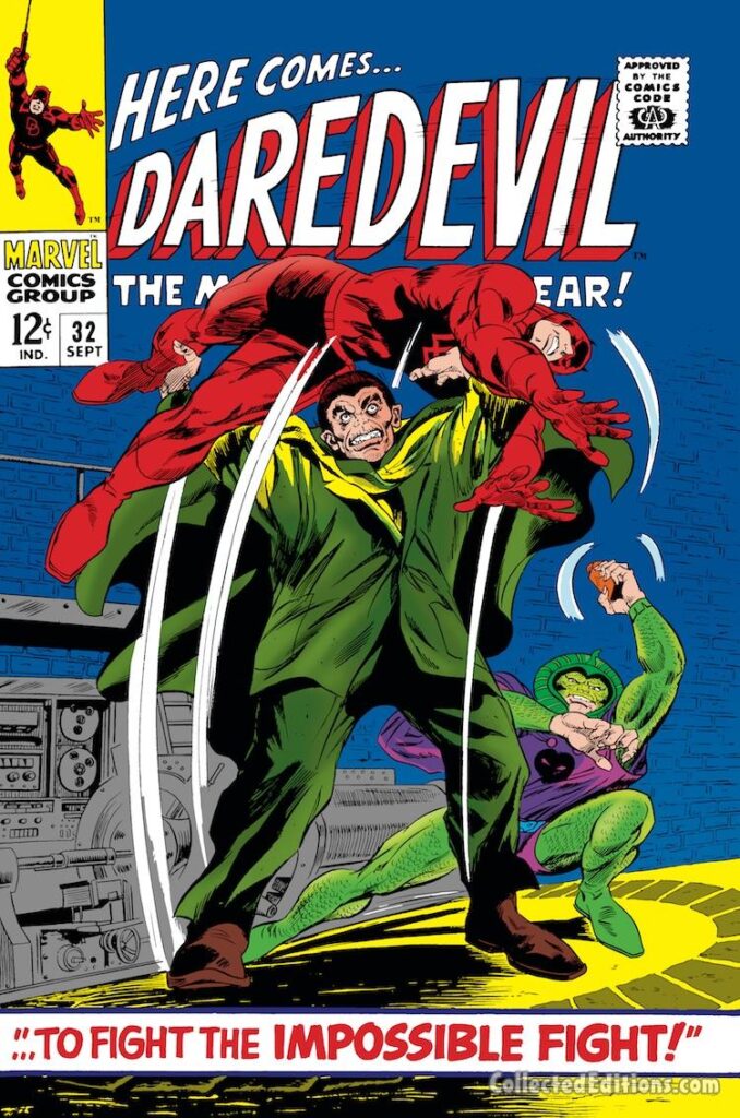 Daredevil #32 cover; pencils, Gene Colan; inks, John Tartaglione; Mr. Hyde, Human Cobra